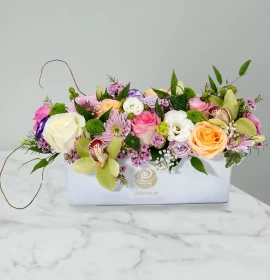 mixed flowers in rectangle box