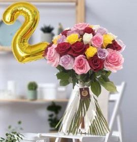 flowers and number balloon