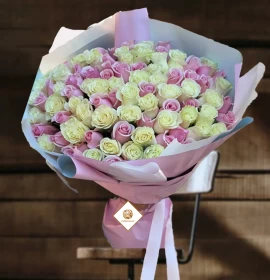 Pink and White Exotic Roses Bouquet