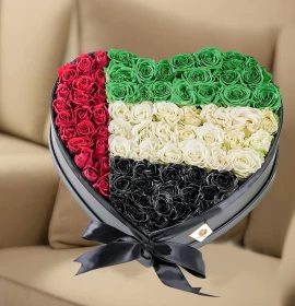 UAE National Day Flowers - Heart Box