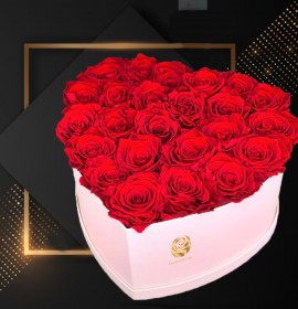 red roses heart shape flowers box