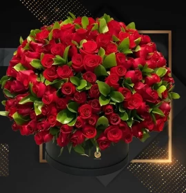 Dear Valentine - Red Roses in Black Box