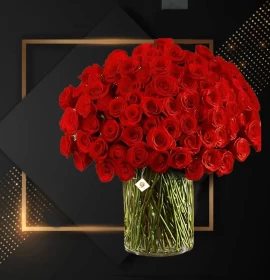 red roses in tall vase - valentine flowrs online
