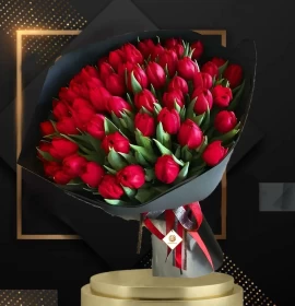 Love Birds - Valentine Red Tulips Bouquet