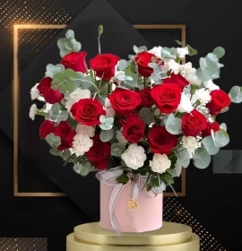 Romantic Roses - Valentine Red and White Flowers Box