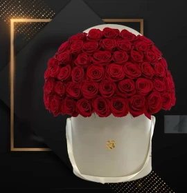 red roses in white box - valentine flowers