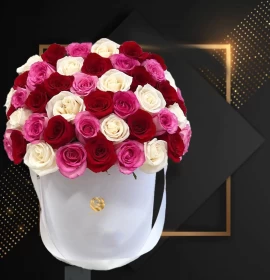 red and pink roses box - Flower box