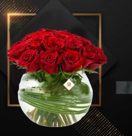 red roses in bowl - valentine flowers