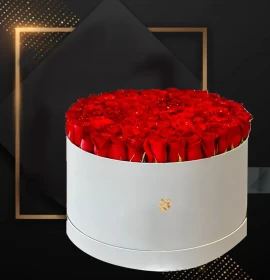 red roses in round box - best online flowershop