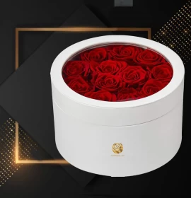 red roses in covered box - valentine flowers
