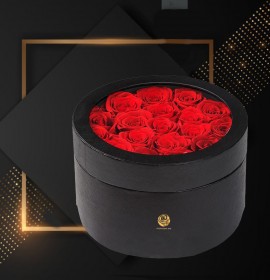  Valentine's Red Roses in Covered Black Round Box