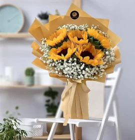 sunflowers wrapped bouquet