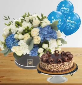 flowers cake balloons combo - flower and cakes dubai
