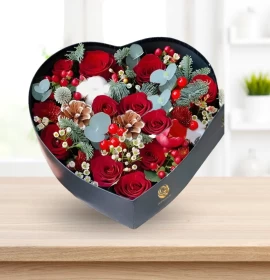 Christmas Flowers - Heart Box Arrangement