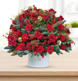 Christmas Flowers - Red Roses - Box Arrangment