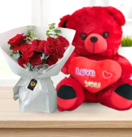 Gloria with 90cm Teddy