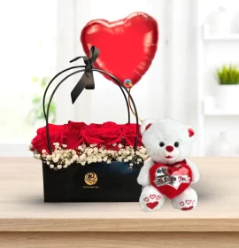 Wicked with White Teddy 35cm and 1 Balloon