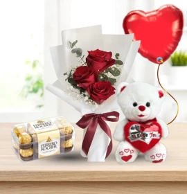 Veyron with 40cm White Teddy, 16pcs Ferrero Rocher, 1 Balloon