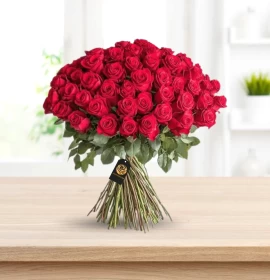 Hand-tied red rose bouquet for Valentine's Day 2026 delivery Dubai RichRose